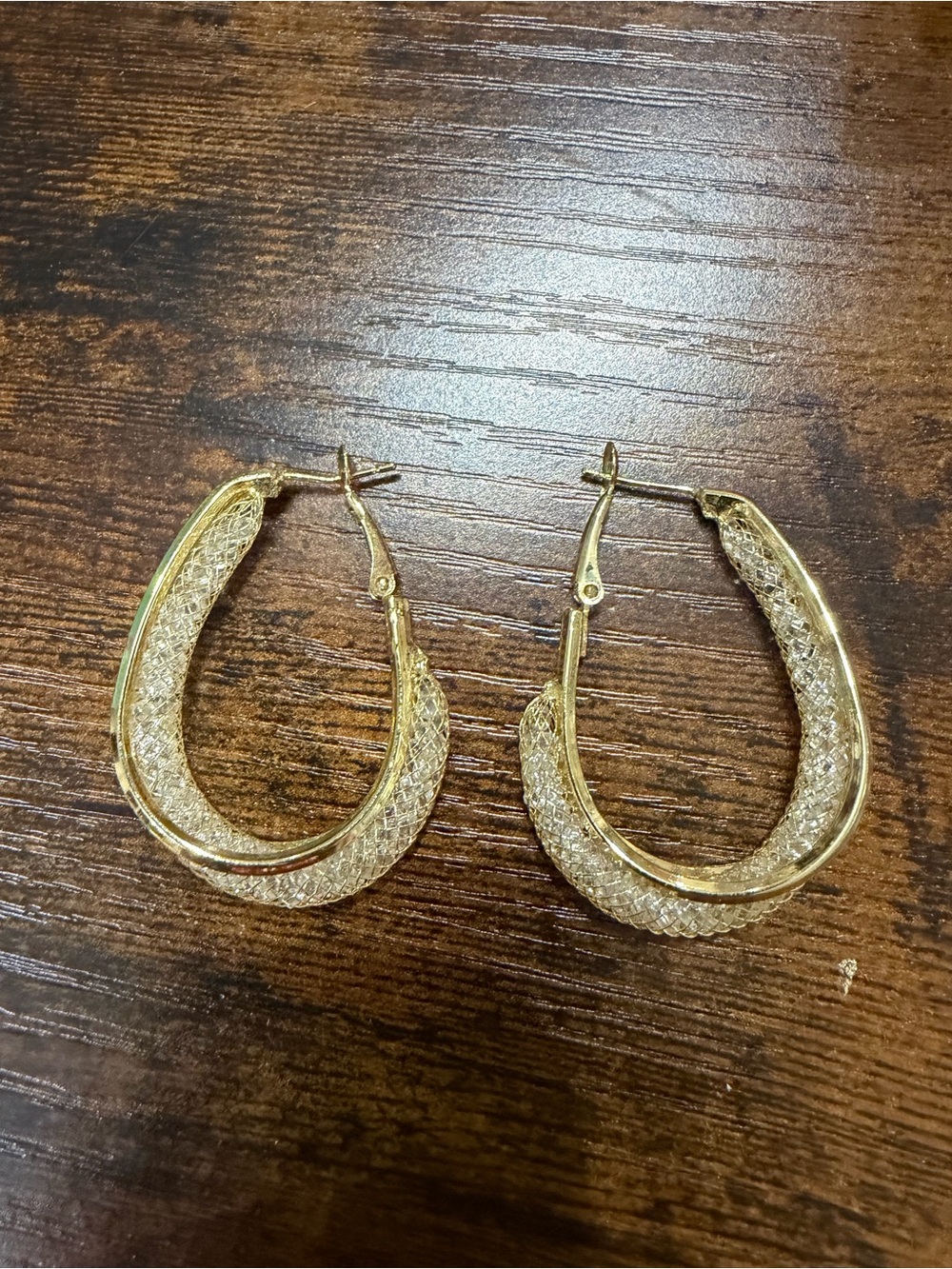 Gold Textured Hoop Earrings - Women Jewelry